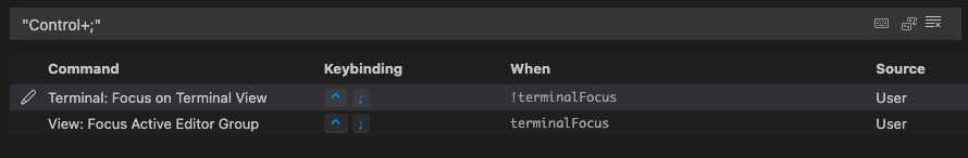 Image of vscode keyboard shortcut settings