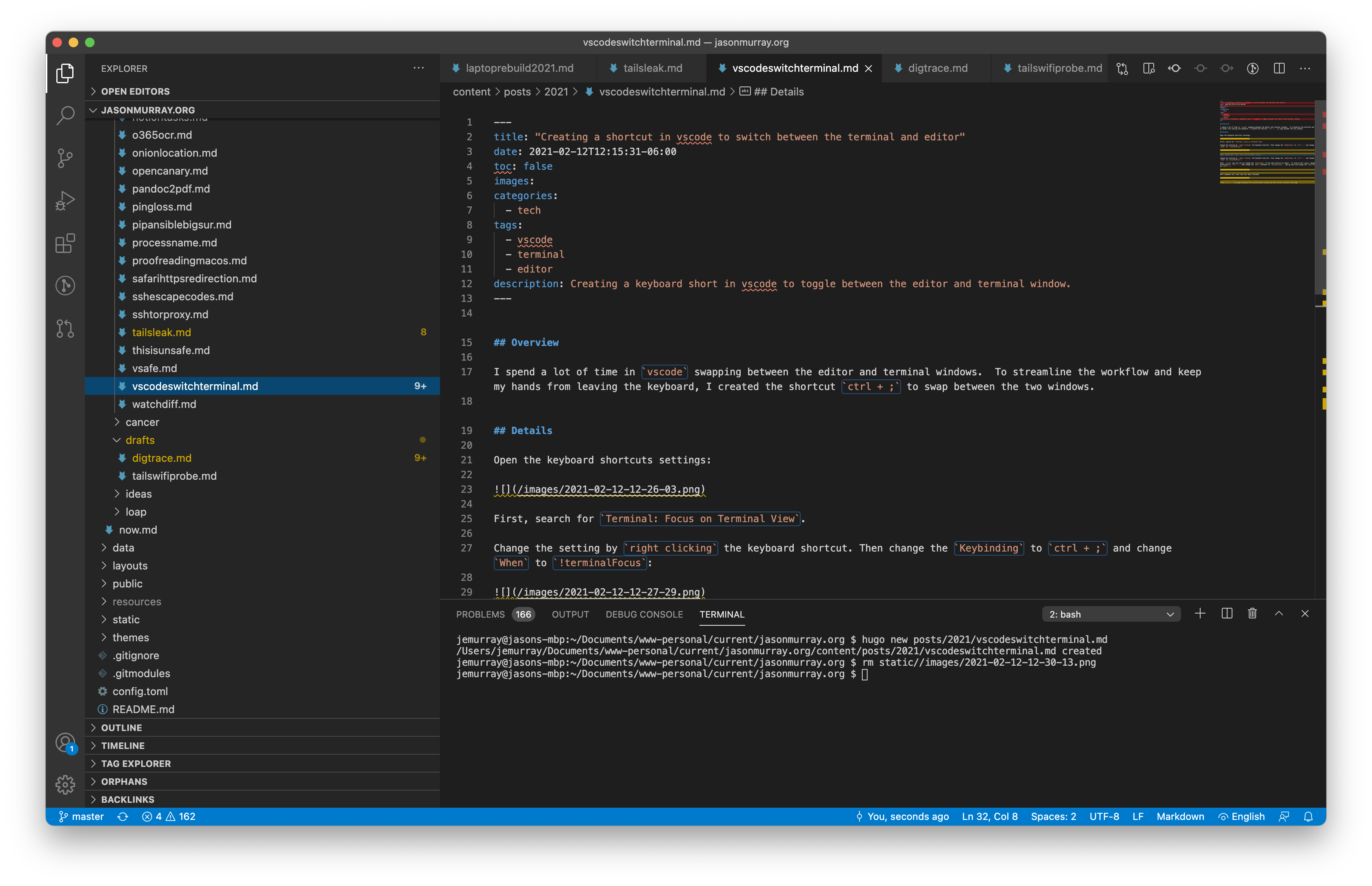 vscode open terminal by default