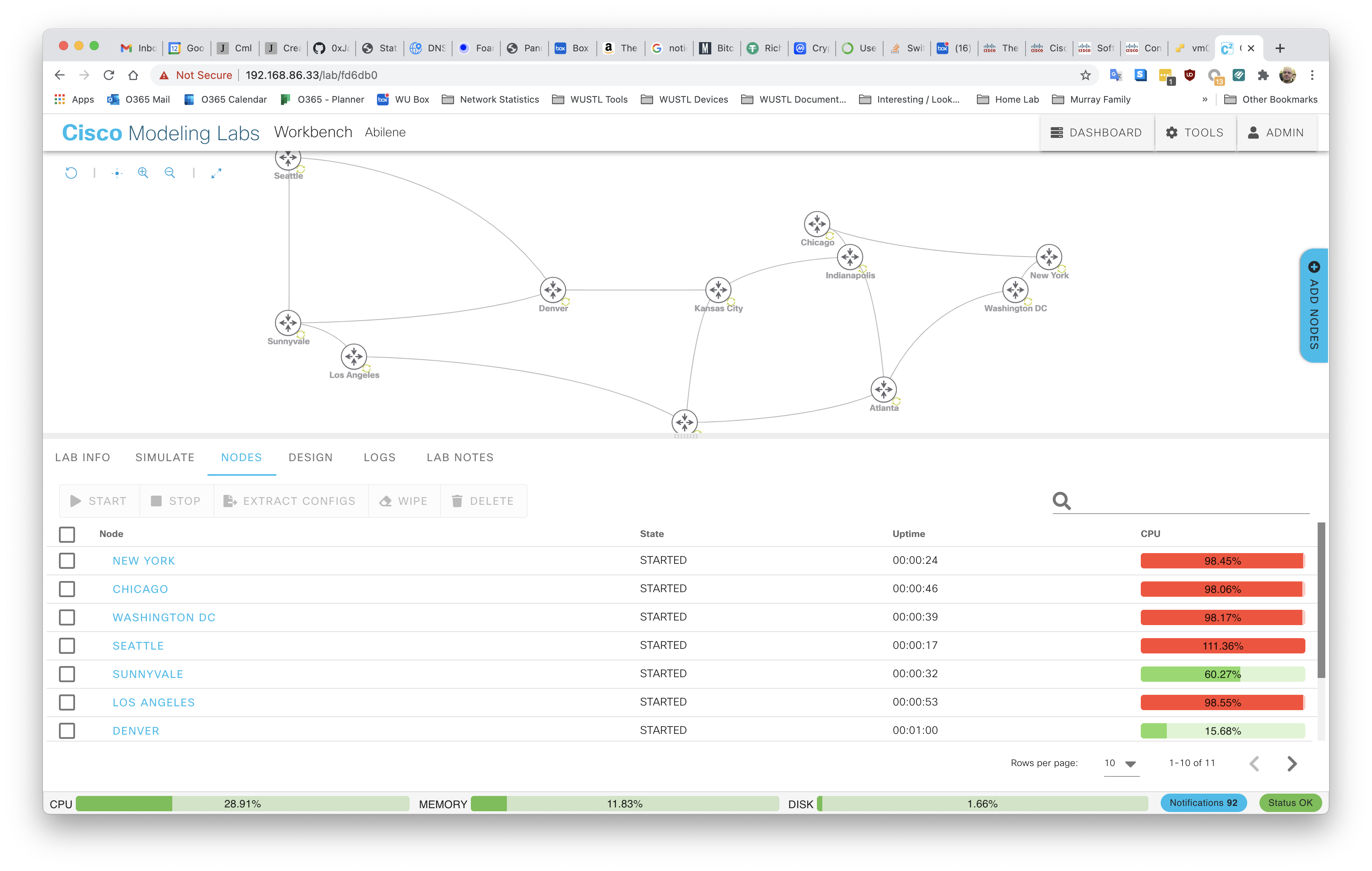 Example lab booting up