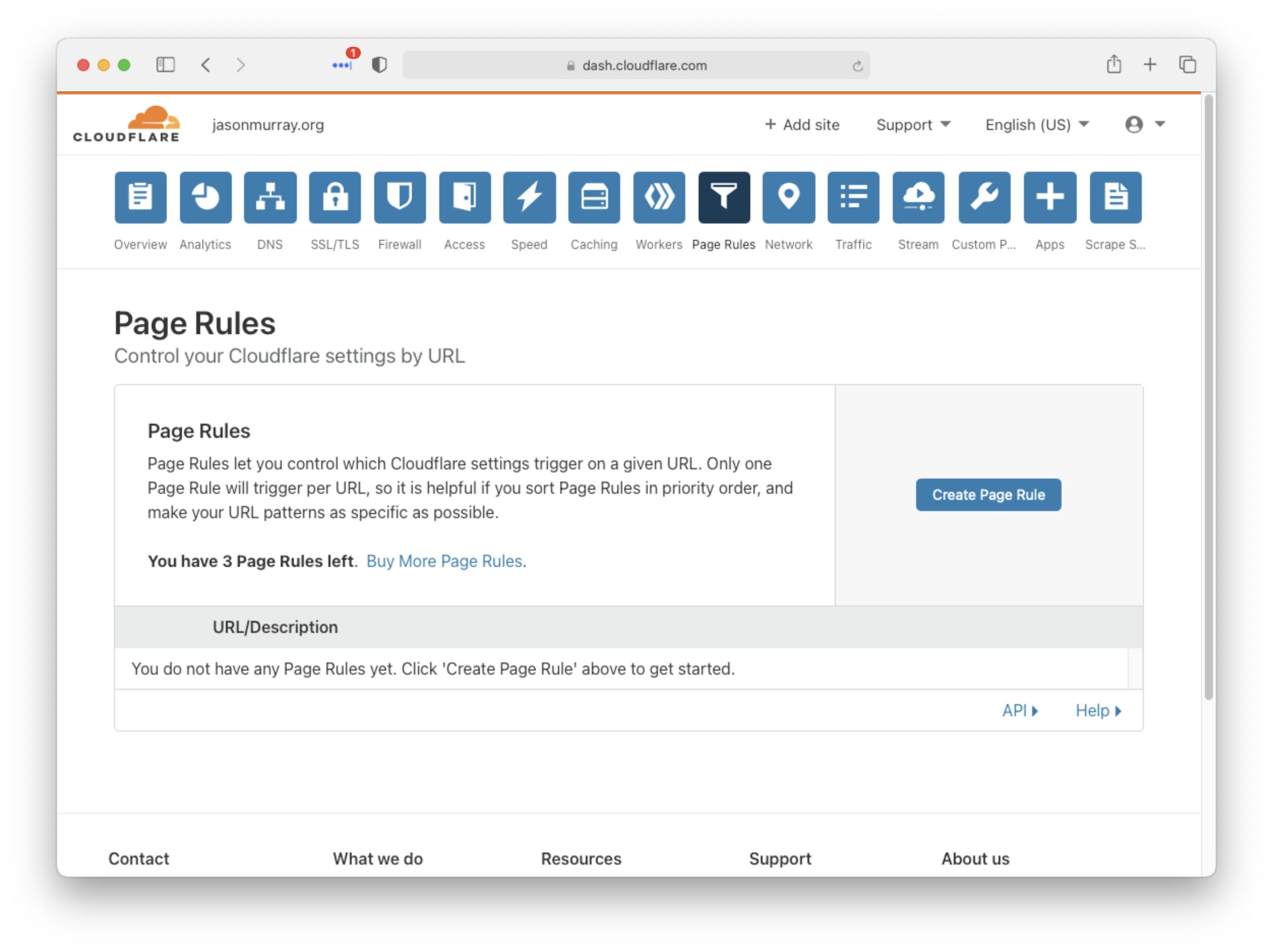 Image of cloudflare page rules menu