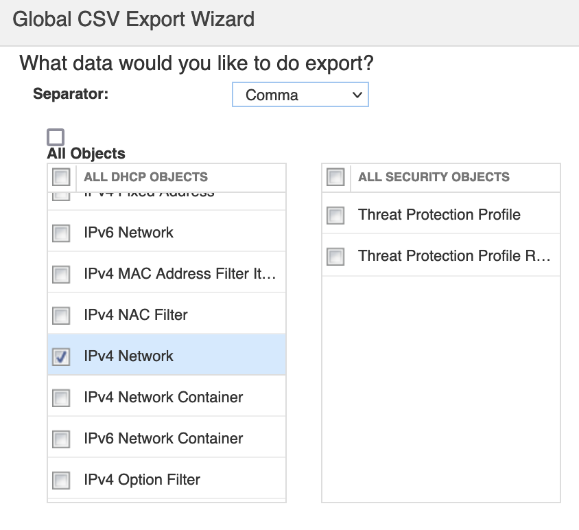Image of global csv export wizard