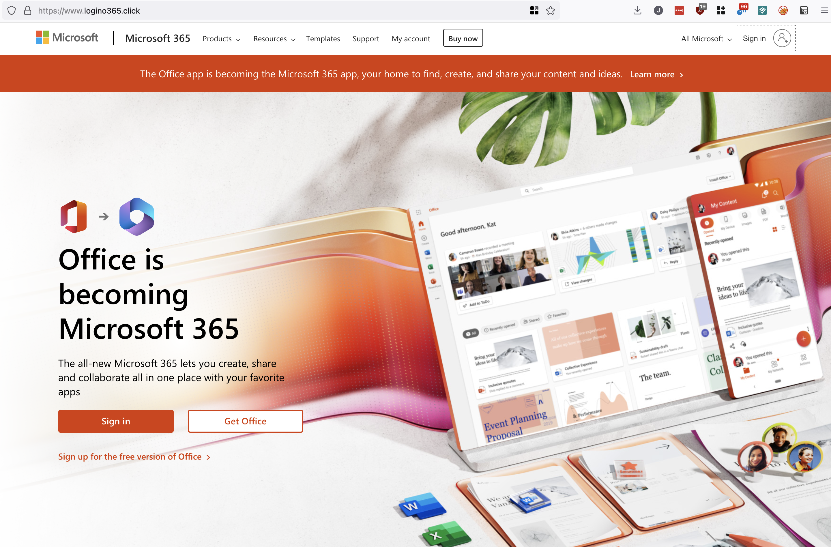 Image of Office 365 Phishing site