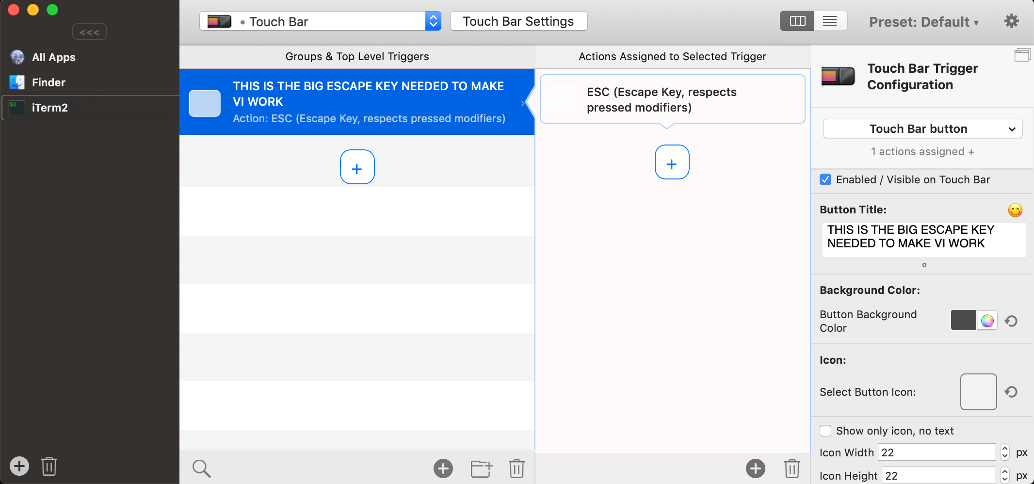 Better Touch Tool Configuration Screen 1