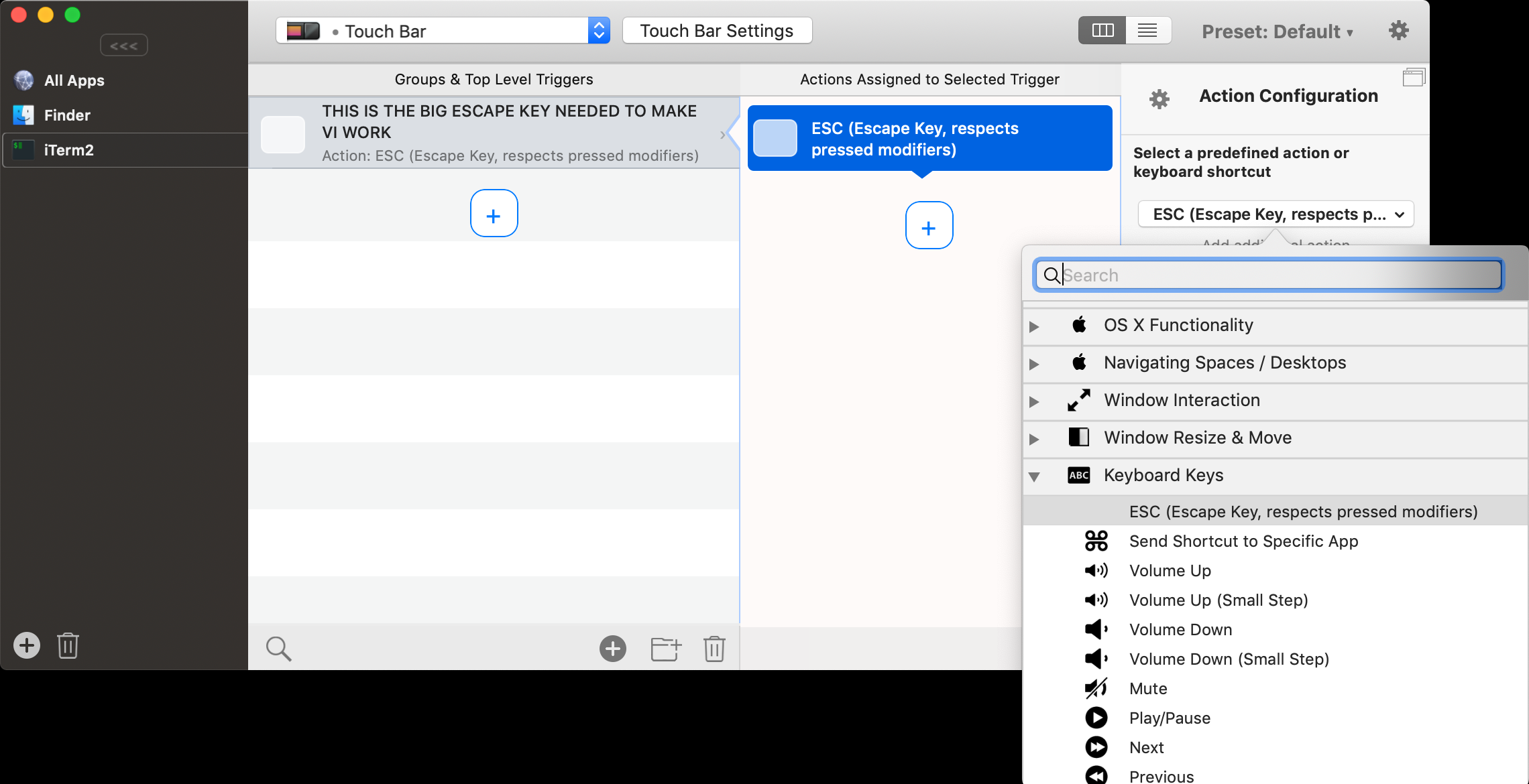 Better Touch Tool Configuration Screen 2