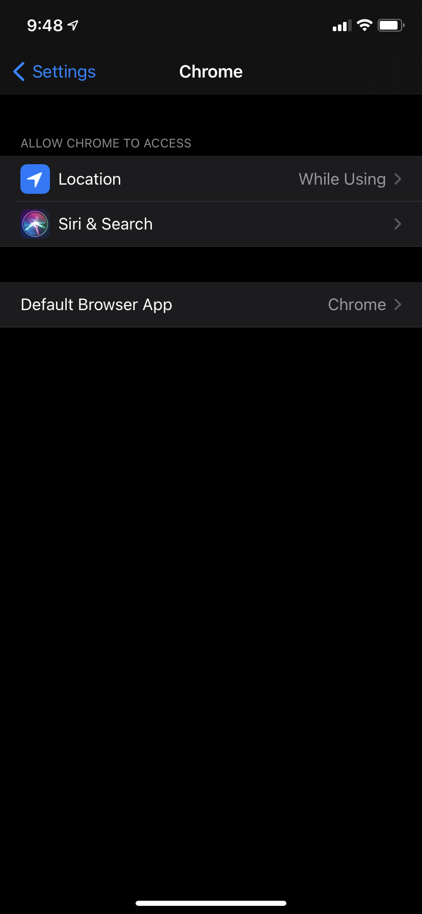 chrome default app settings