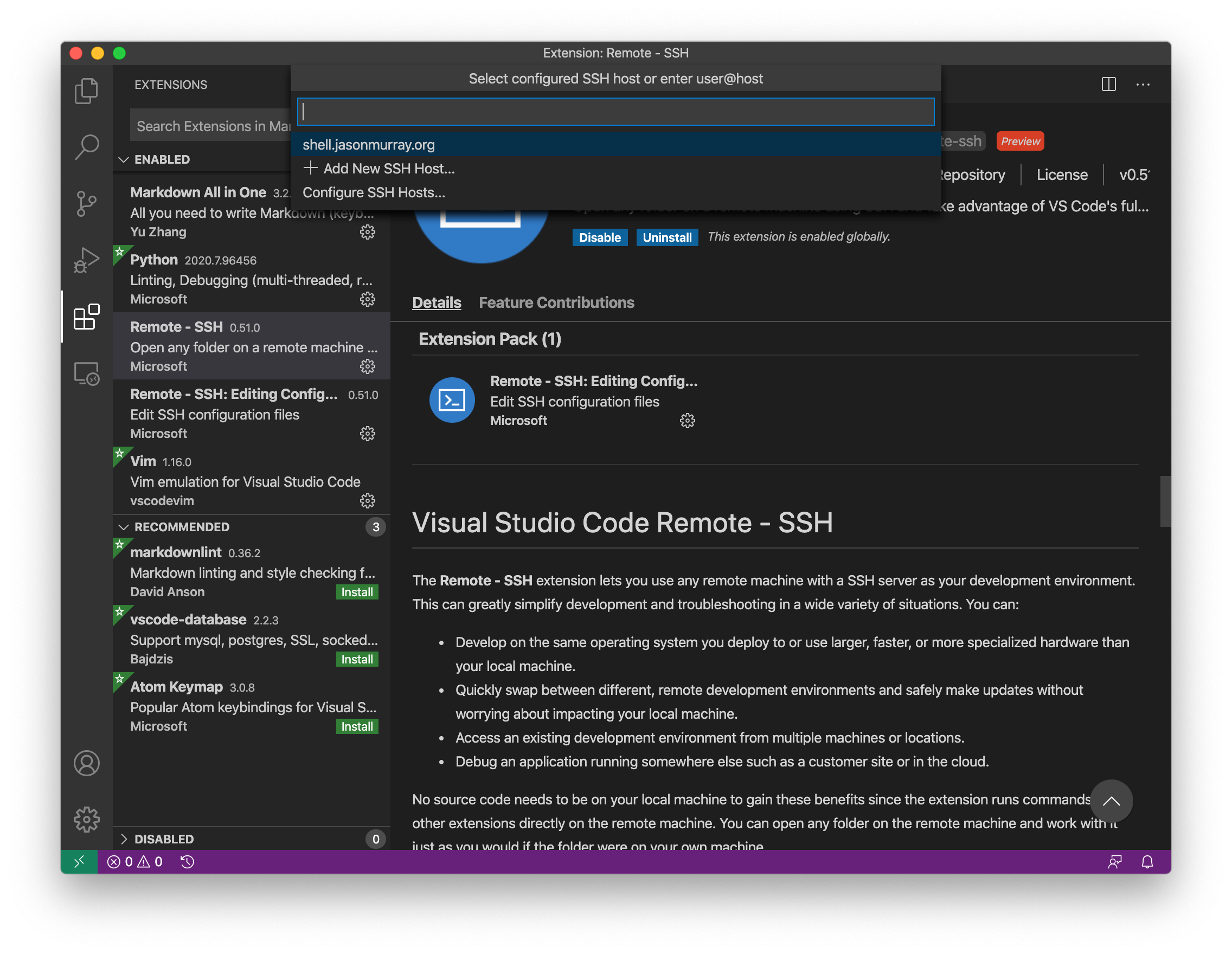 Visual studio code ssh remote настройка